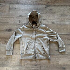 Todd Snyder Champion Midweight Full Zip Hoodie Garment Dye Beige Tan NWOT $158